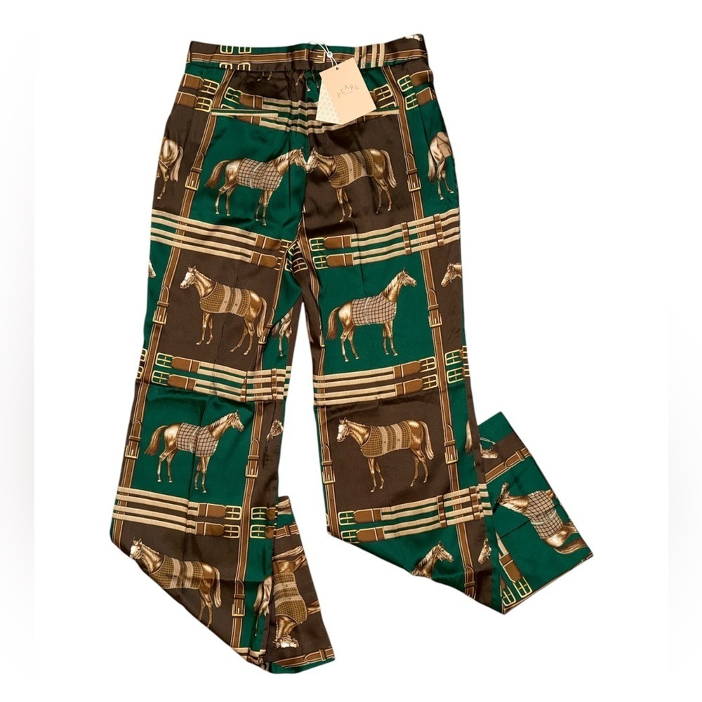 Pearl by lela rose NWT green equestrian twill wide leg pants women’s size 12 - Picture 2 of 10